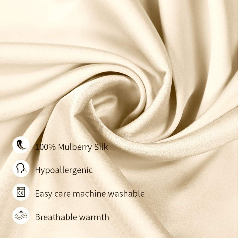 Jocoku 100% Mulberry Silk Pillowcases Set of 2 for Hair and Skin and Super Soft and Breathable King Size Nature Silk Pillowcases (King, Buff Beige) - Image 2